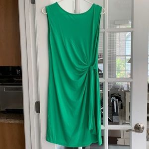 5/$20 Carole Little kelly green dress size S w/tie at side waist. 96% rayon. EUC
